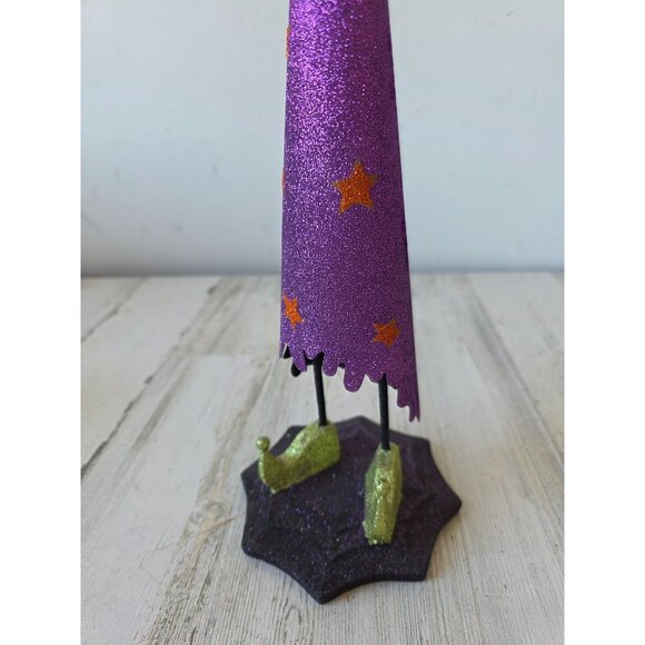 Pier 1 glitter cat witch Halloween metal statue figurine - Picture 3 of 9